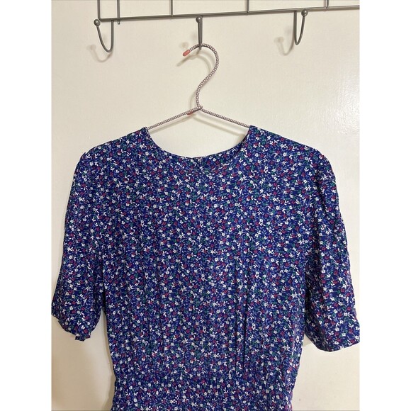 Karin Stevens Petites Womens Maxi Dress Size 12 Blue Floral Short Sleeve - Picture 3 of 9